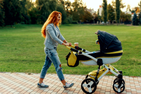 Mum Walking Baby in a Stroller Postnatal Recovery