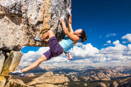 Female Rock Climber Courage and Fear